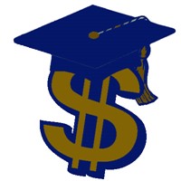 Clipart of dollar sign symbol with graduation cap