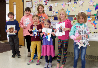 brookside students with veterans day stars