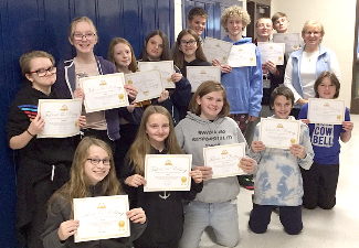 young writers group with certificates