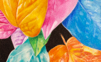 part of painting of multi colored leaves