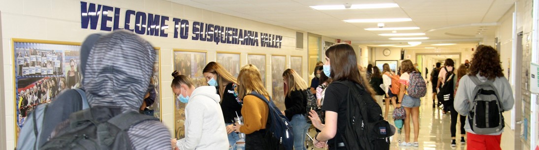 Students in entrance hallway of Susquehanna Valley High School