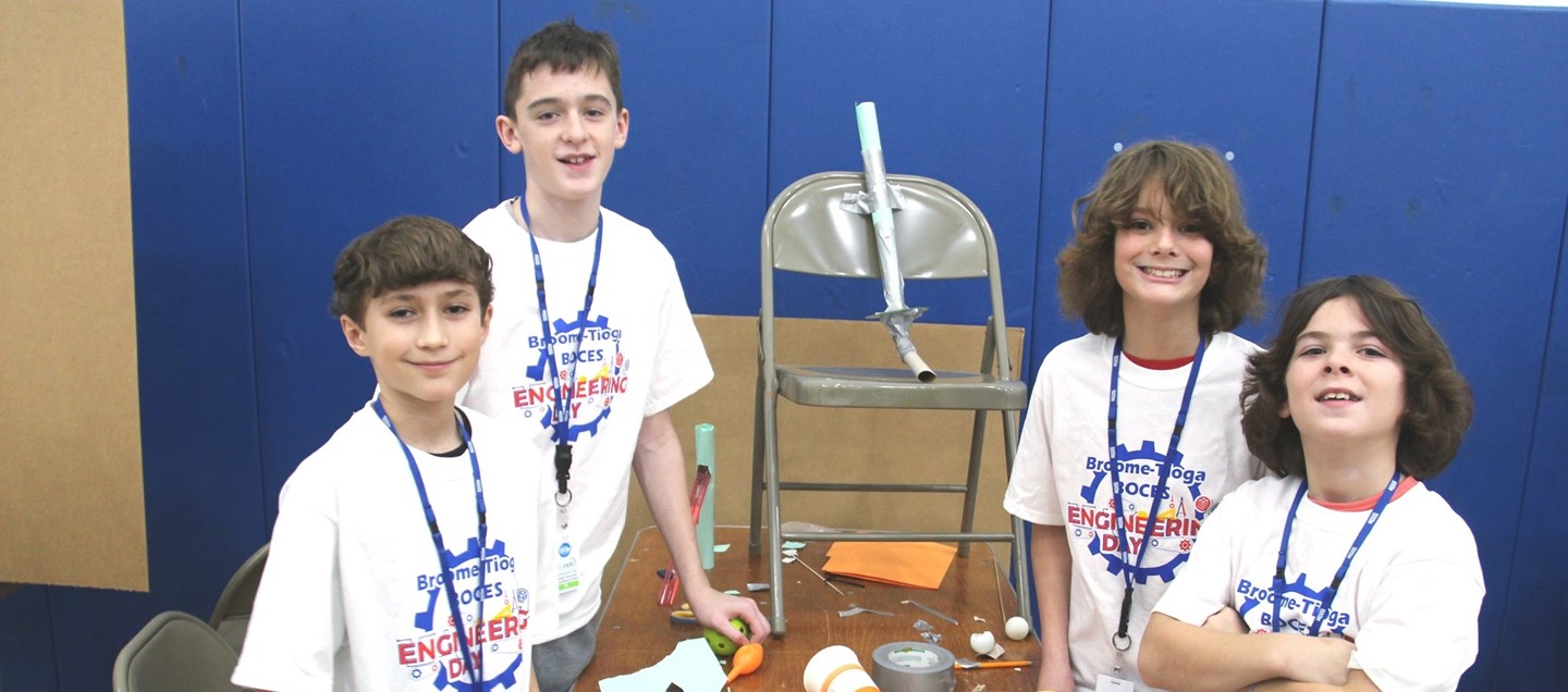 middle school students at engineering day event
