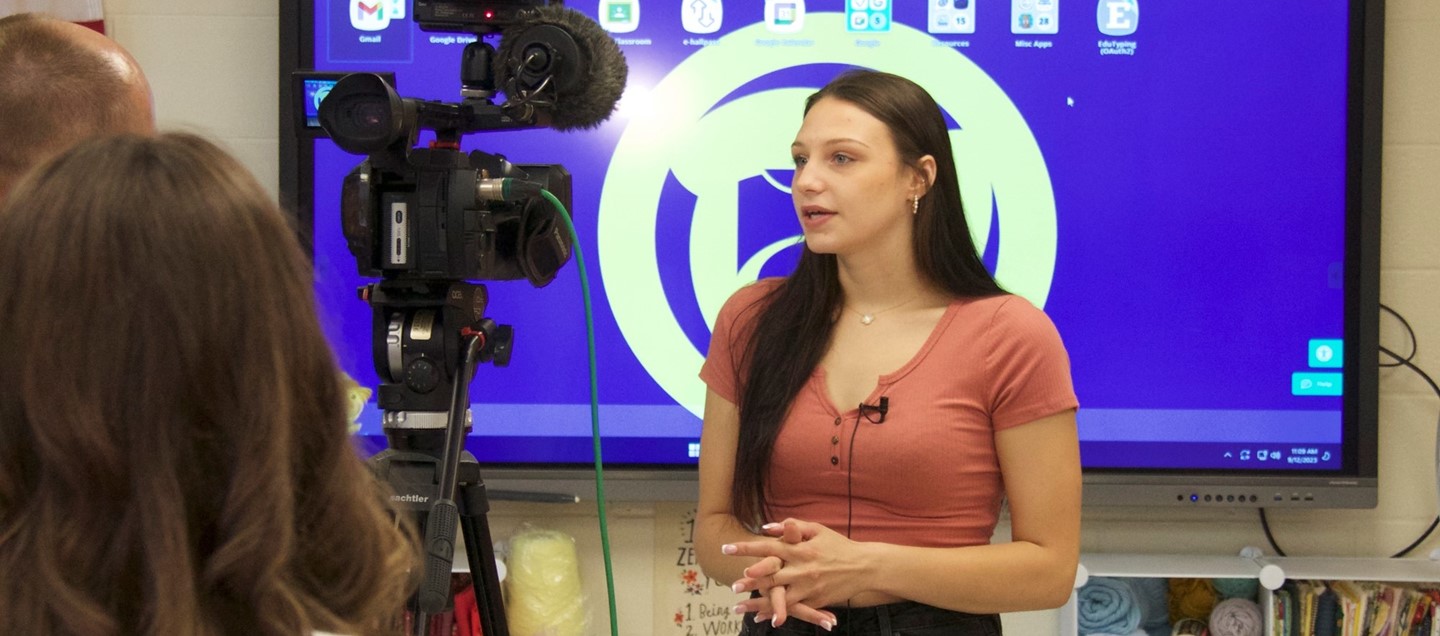student interviewed for tv story