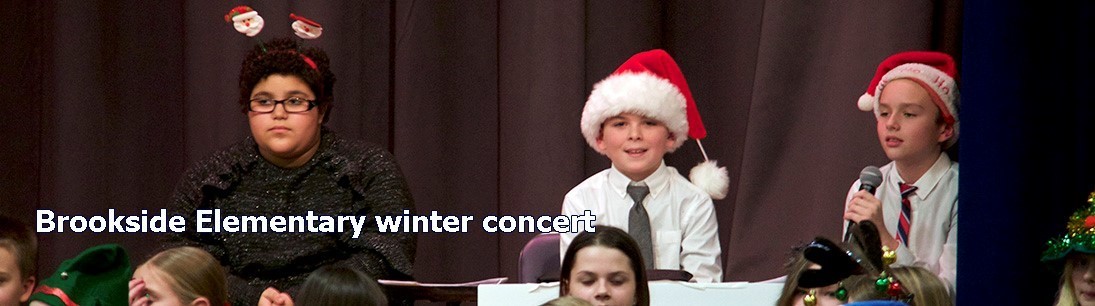 Students in santa hats at Brookside Elementary winter concert