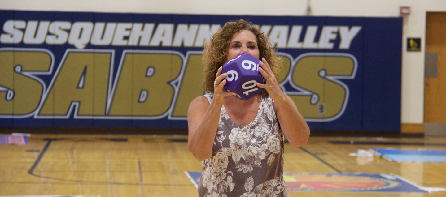 Jen King in math and movement game